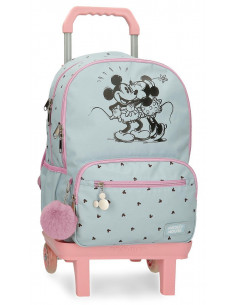 MOCHILA ADAP. 44CM. C/CARRO. MICKEY Y MINNIE KISSES
